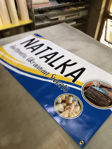 Printed name decal laid flat before trimming