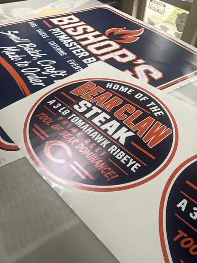 Stacks of printed business stickers