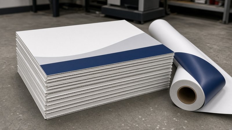 Stack of freshly printed yard signs ready for pickup